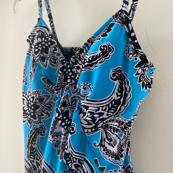 Deep Blue Paisley Swim Top - Picture 2 of 4